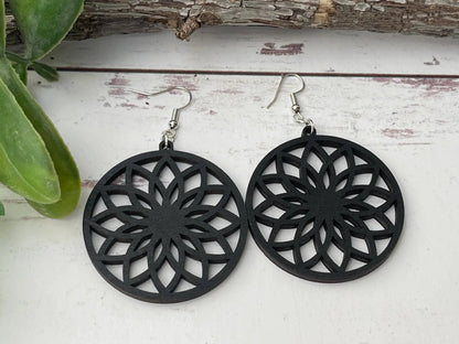 Truly Olive Lightweight Circle Wood Earrings - Earrings Dangle Earrings