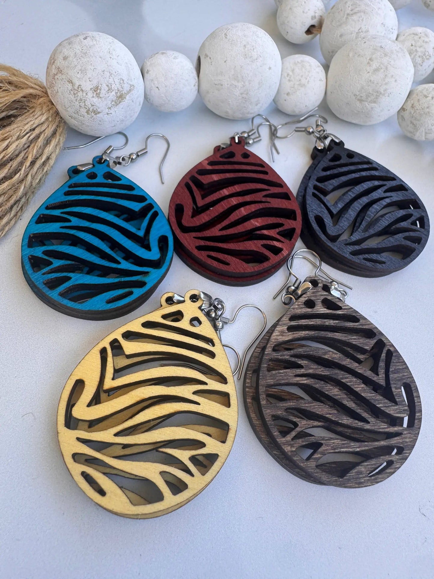 Truly Olive Lightweight Wooden Earrings - Earrings Dangle Earrings