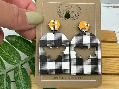 Truly Olive Buffalo Plaid Earrings - Earrings Dangle Earrings