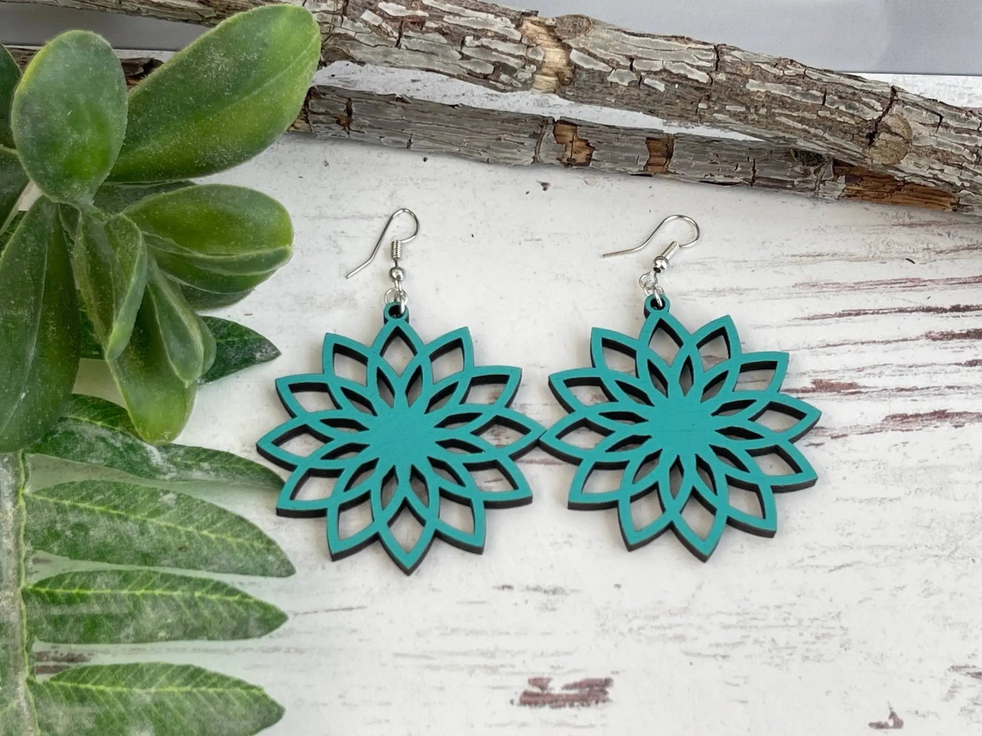 Truly Olive Boho Wooden Earrings - Earrings Dangle Earrings