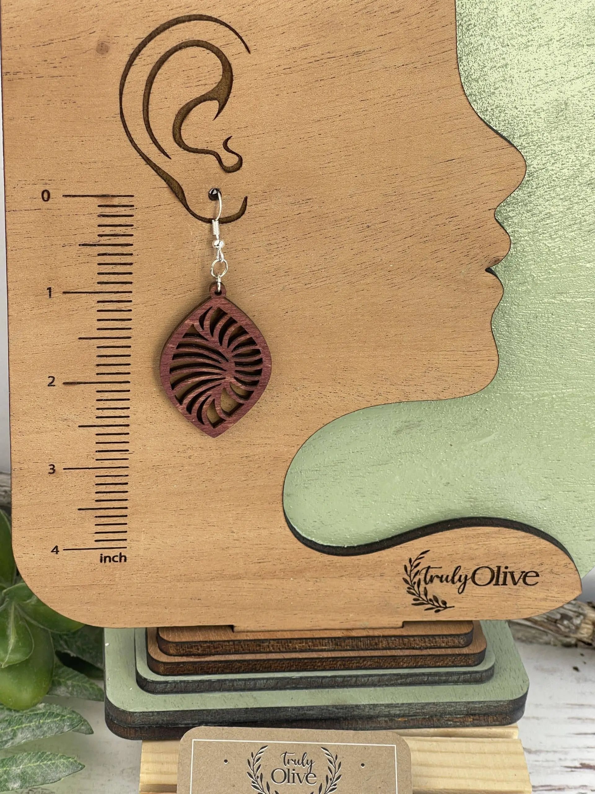 Truly Olive Stylish Geometric Wood Earrings - Earrings Dangle Earrings