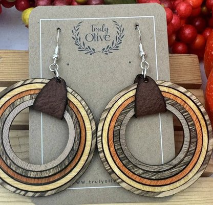 Truly Olive Fall Inspired Nested Hoop Earrings - Earrings Dangle Earrings