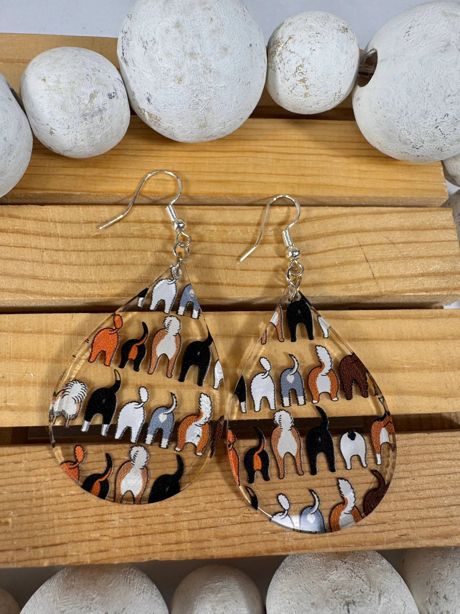 Truly Olive Adorable Acrylic Puppy Dog Butt Earrings - Earrings Dangle Earrings