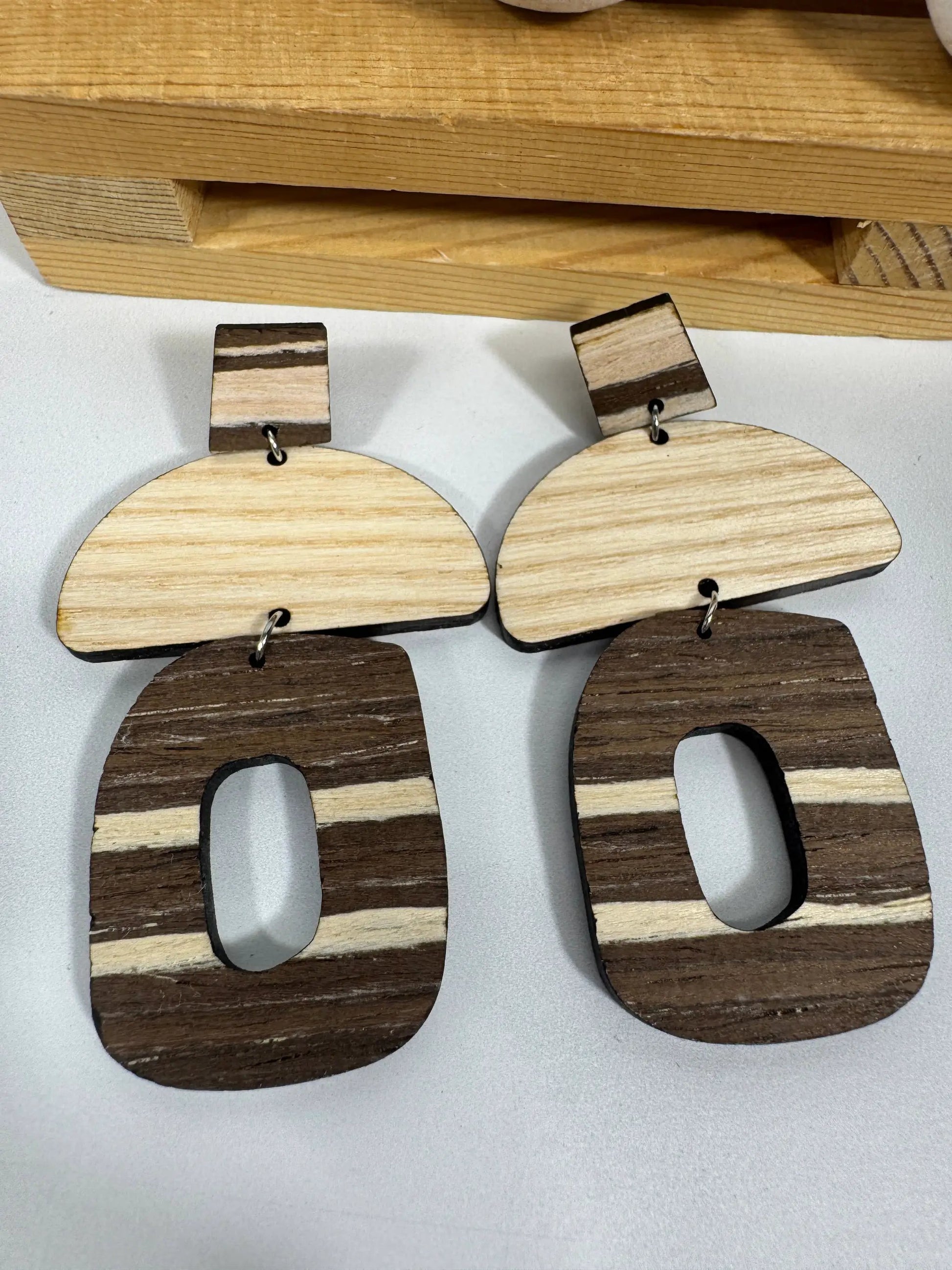 Truly Olive Cafe Mocha Chai Wooden Earrings - Earrings Dangle Earrings