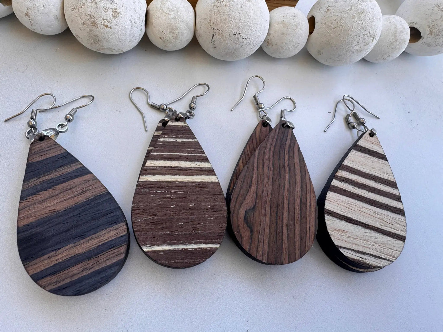 Truly Olive Natural Exotic Brazilian Oak Cafe Collection Wood Earrings - Earrings Hoop Earrings