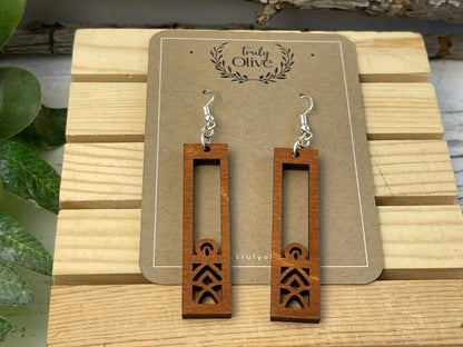 Truly Olive Lightweight Ornate Wood Mandala Earrings - Earrings Dangle Earrings