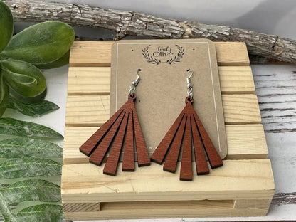 Truly Olive Wood Statement Earrings - Earrings Dangle Earrings