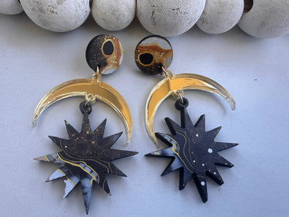 Truly Olive Elegant of Moon and Stars Dangle Earrings - Earrings Dangle Earrings