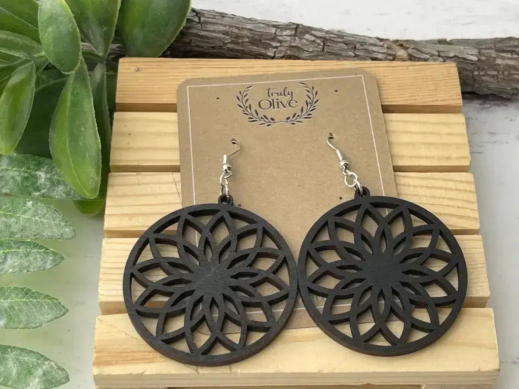 Truly Olive Lightweight Wooden Boho Earrings - Earrings Dangle Earrings