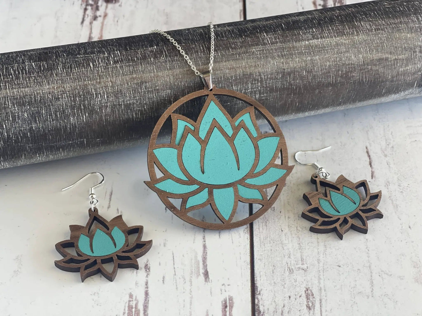 Truly Olive Exquisite Lotus Flower Necklace and Earrings Set - Jewelry Sets Jewelry Set