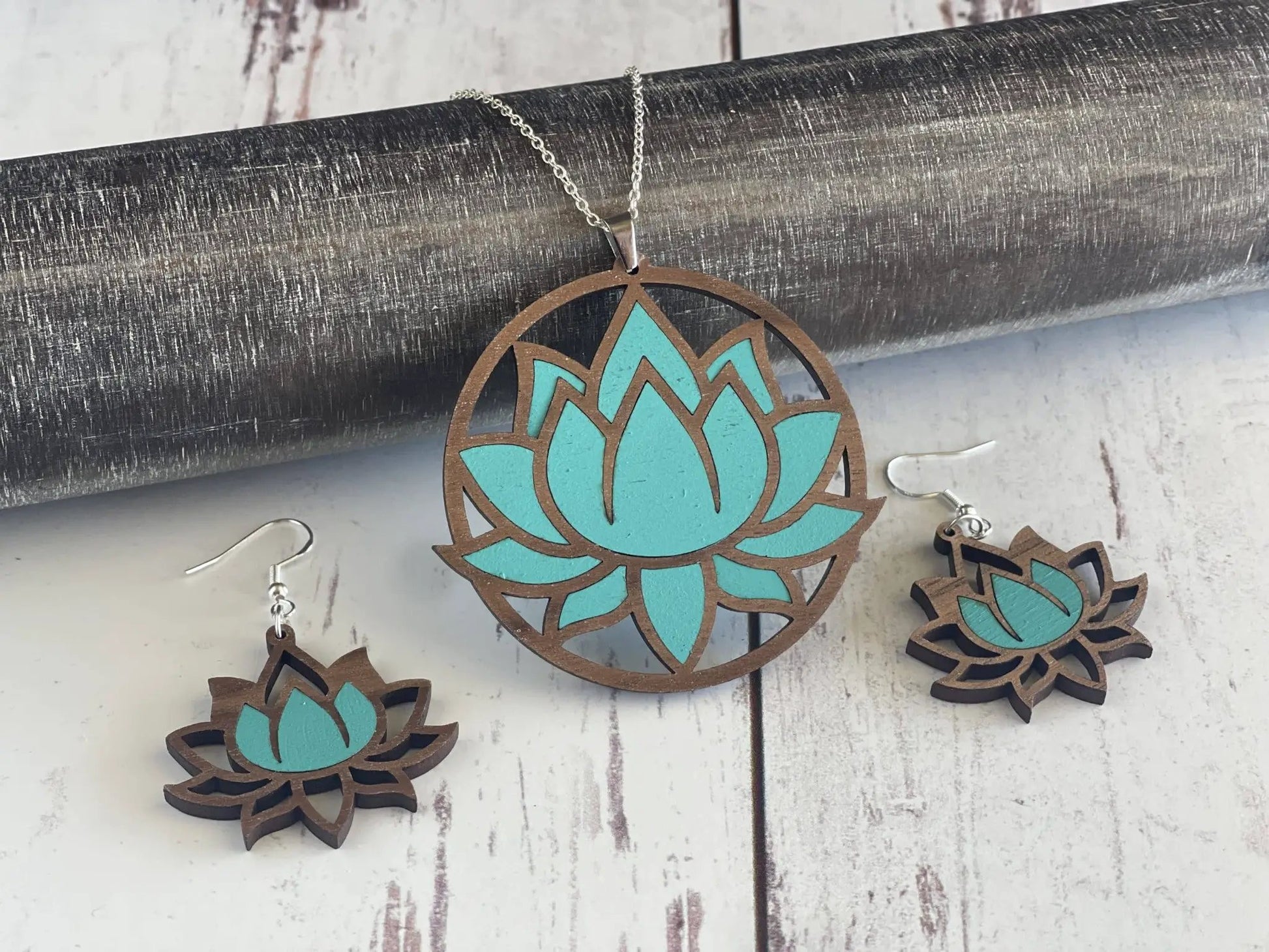 Truly Olive Exquisite Lotus Flower Necklace and Earrings Set - Jewelry Sets Jewelry Set