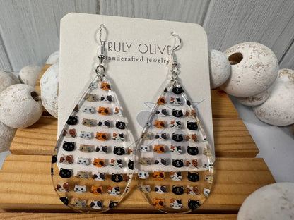 Truly Olive Adorable Acrylic Cat Face Earrings - Earrings Dangle Earrings