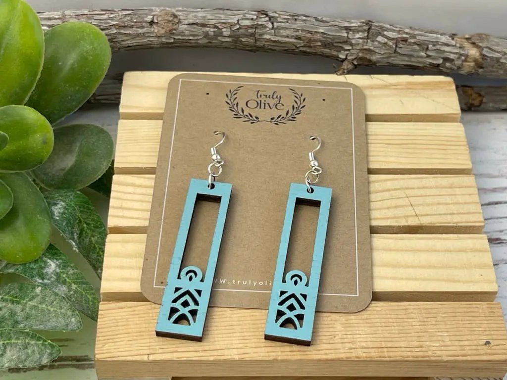 Truly Olive Lightweight Ornate Wood Mandala Earrings - Earrings Dangle Earrings