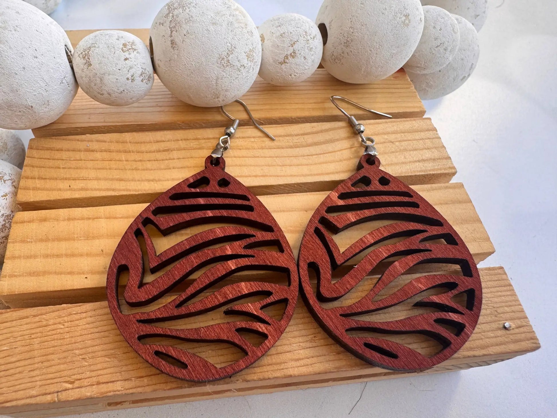 Truly Olive Lightweight Wooden Earrings - Earrings Dangle Earrings
