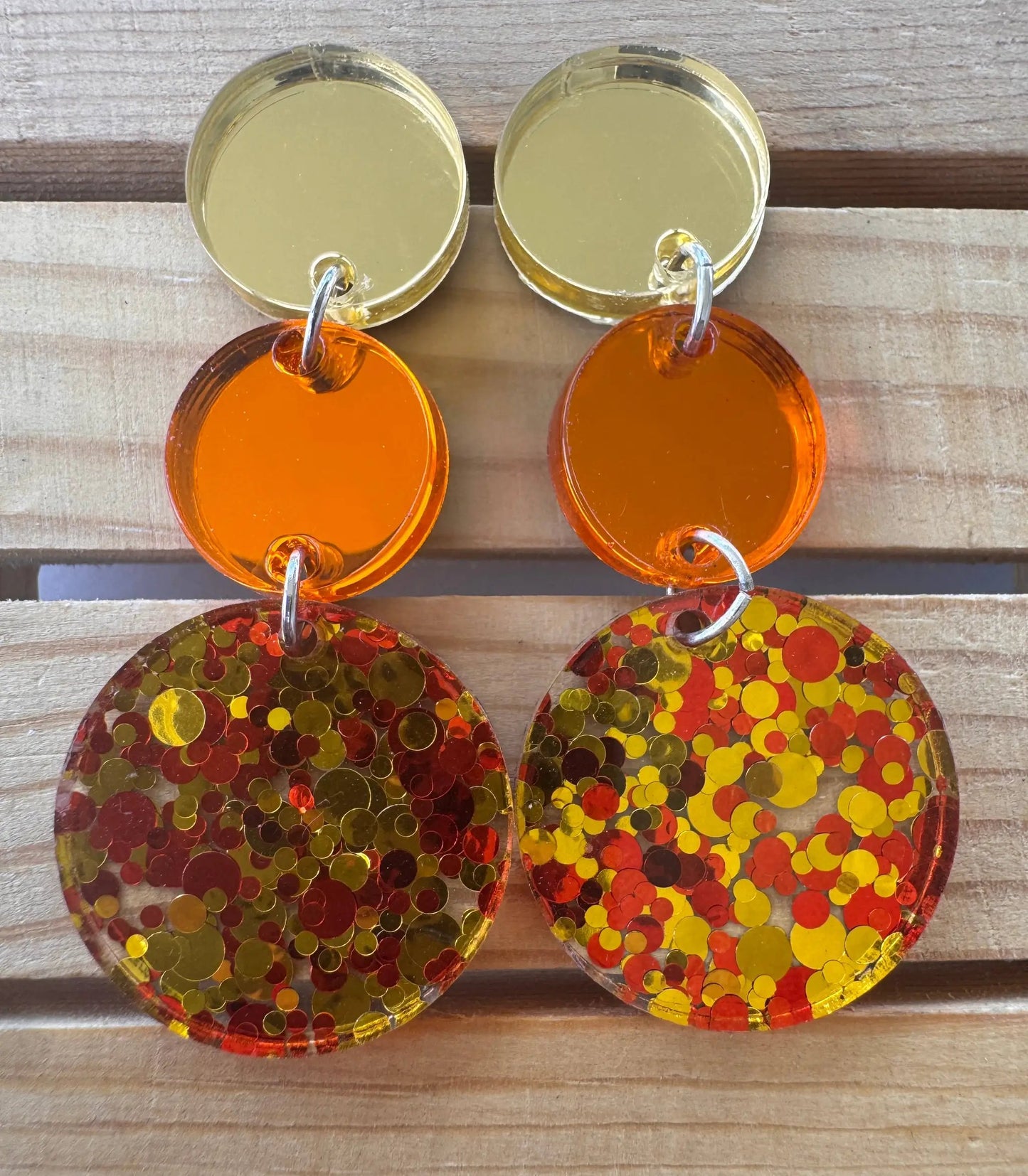 Truly Olive Dazzling Orange and Sparkly Fall Dangle Earrings - Earrings Dangle Earrings
