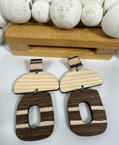 Truly Olive Cafe Mocha Chai Wooden Earrings - Earrings Dangle Earrings
