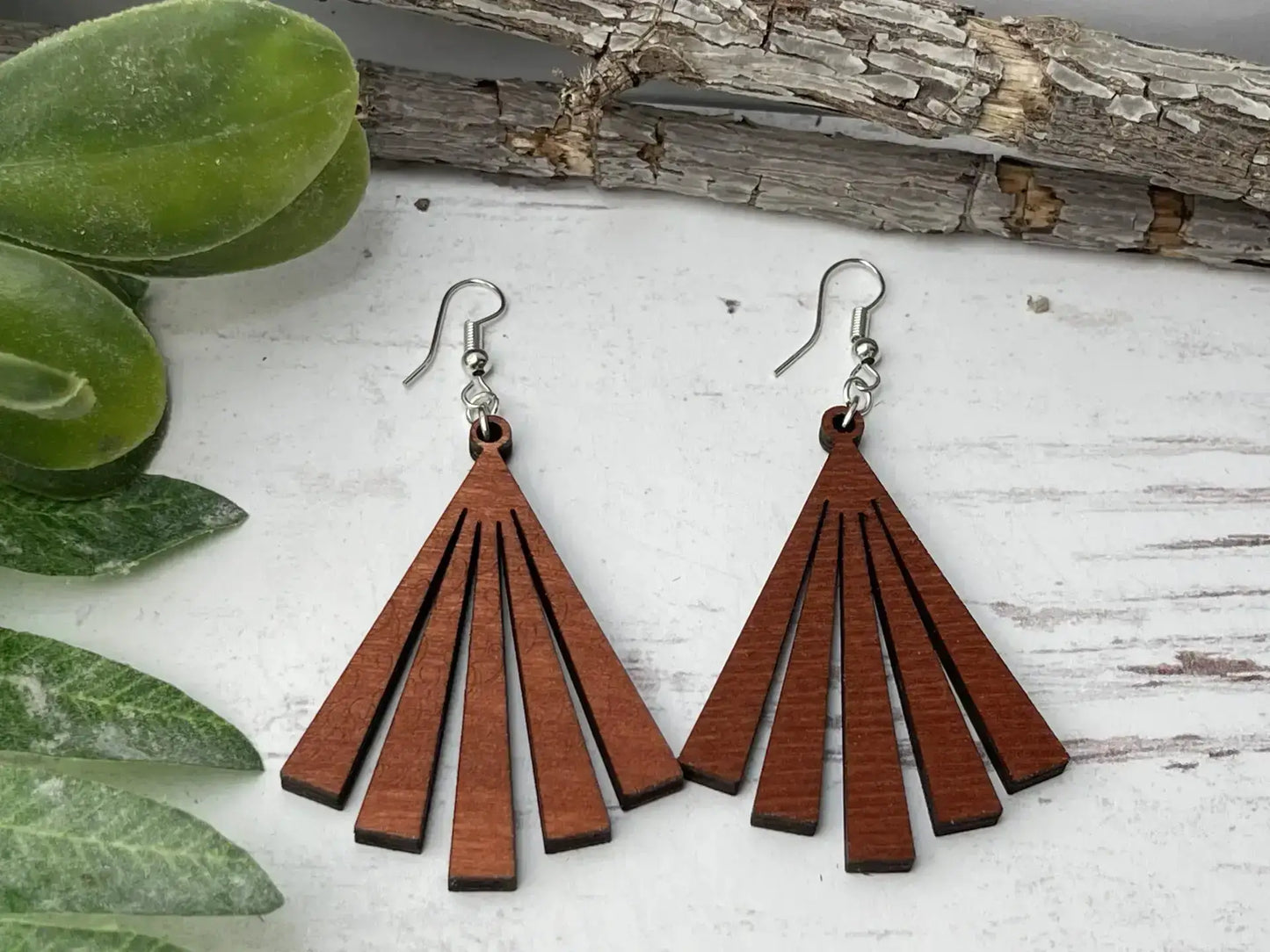 Truly Olive Wood Statement Earrings - Earrings Dangle Earrings