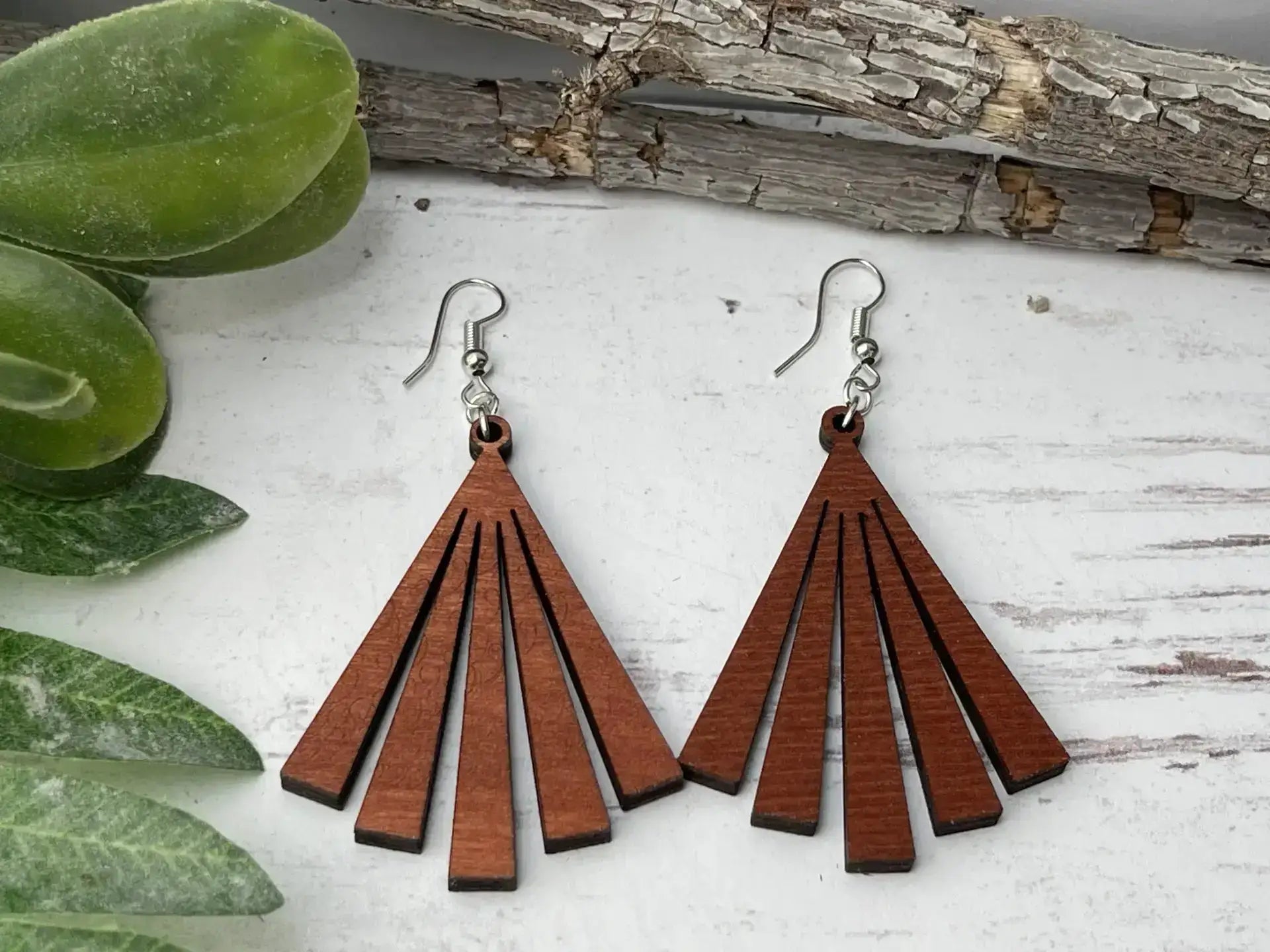 Truly Olive Wood Statement Earrings - Earrings Dangle Earrings