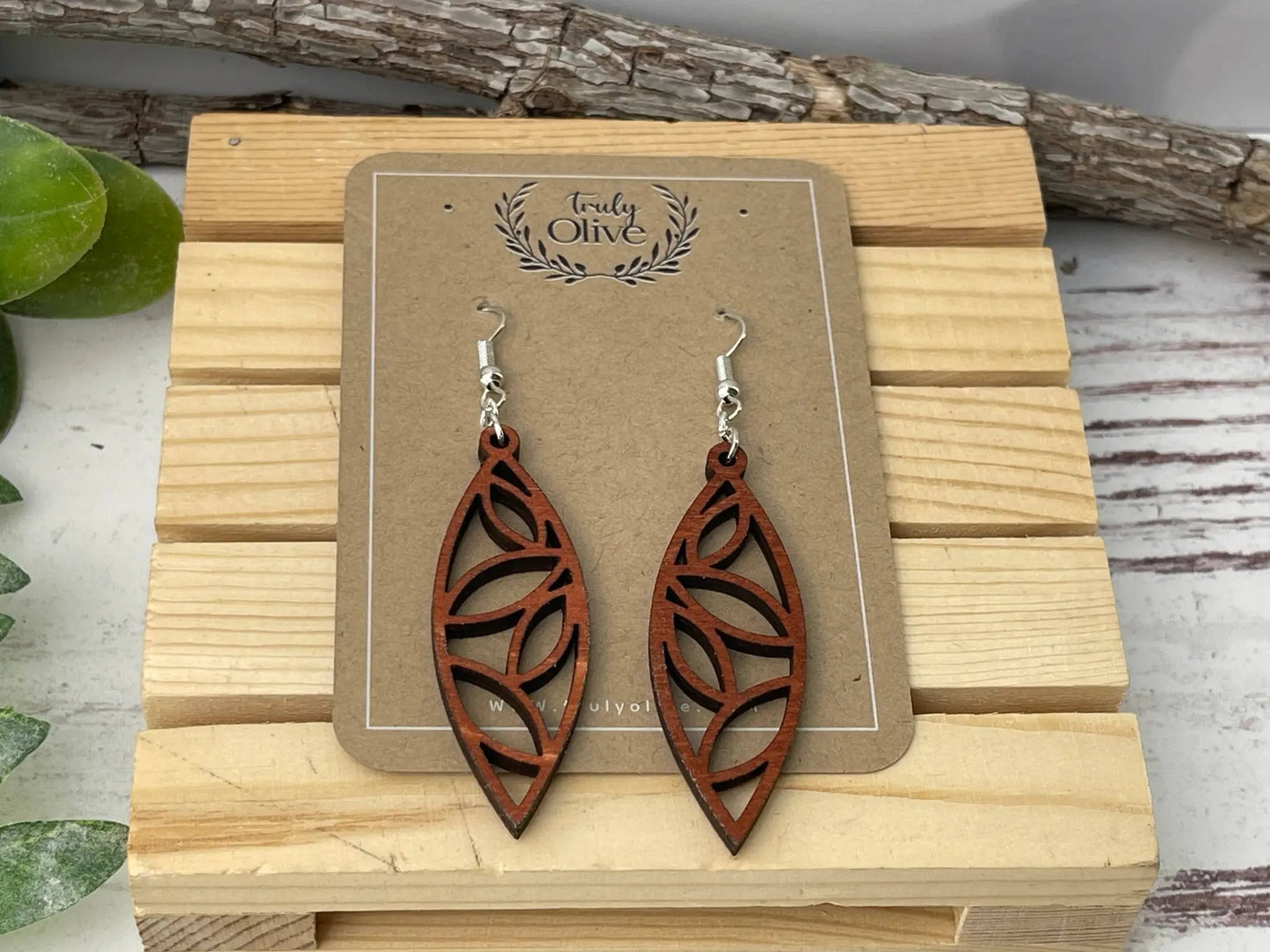 Truly Olive The Perfect Boho Mandala Wooden Earrings - Earrings Dangle Earrings