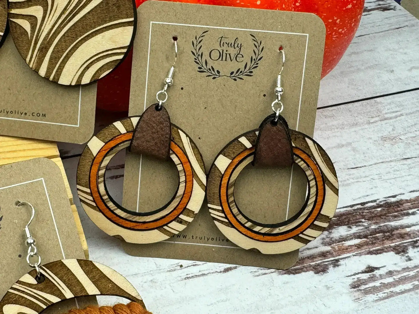 Truly Olive Wooden Hoop Earrings - Earrings Dangle Earrings