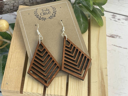 Truly Olive Triangle Wood Earrings Exquisite Unique Accessories - Earrings Dangle Earrings