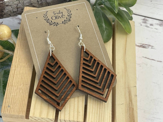 Truly Olive Triangle Wood Earrings Exquisite Unique Accessories - Earrings Dangle Earrings