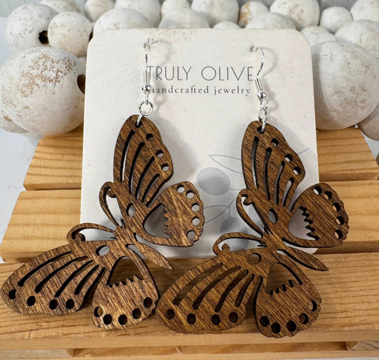 Truly Olive Perfect Wooden Butterfly Lightweight Earrings - Earrings Dangle Earrings