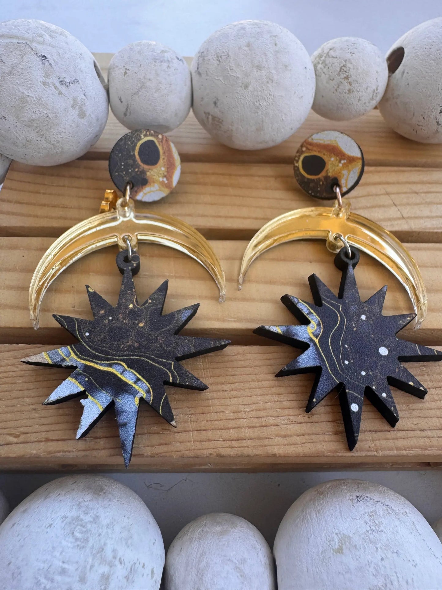 Truly Olive Elegant of Moon and Stars Dangle Earrings - Earrings Dangle Earrings