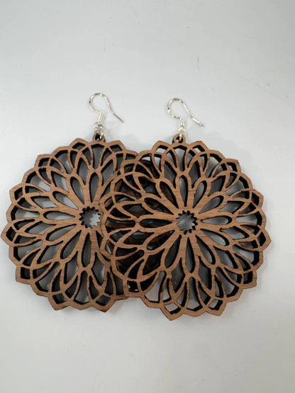 Truly Olive Wooden Oval Lightweight Earrings - Earrings Dangle Earrings