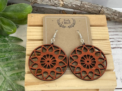 Truly Olive Lightweight Wooden Boho Earrings - Earrings Dangle Earrings