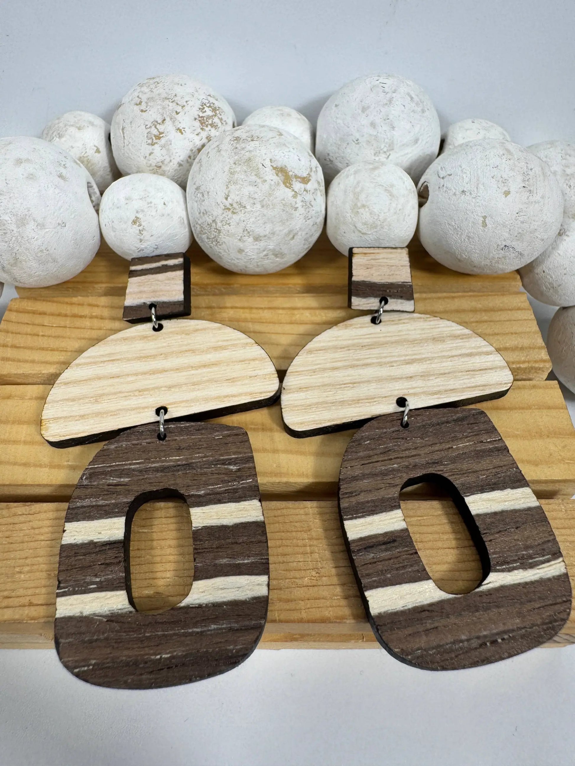 Truly Olive Cafe Mocha Chai Wooden Earrings - Earrings Dangle Earrings