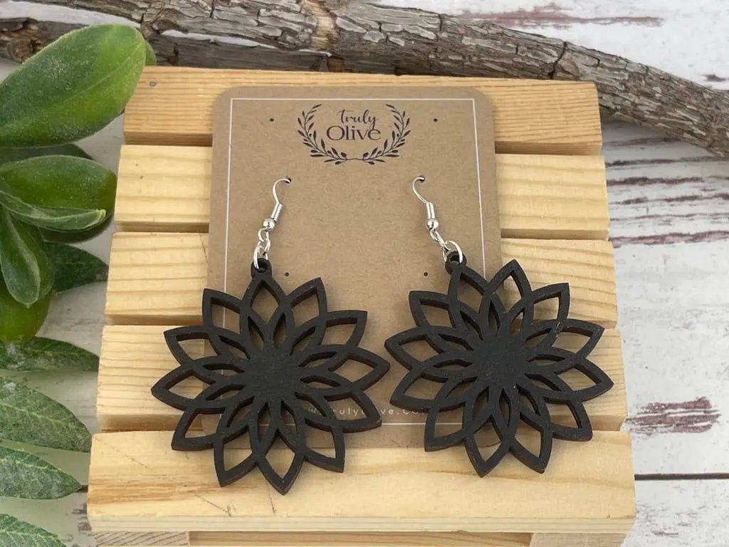 Truly Olive Boho Wooden Earrings - Earrings Dangle Earrings