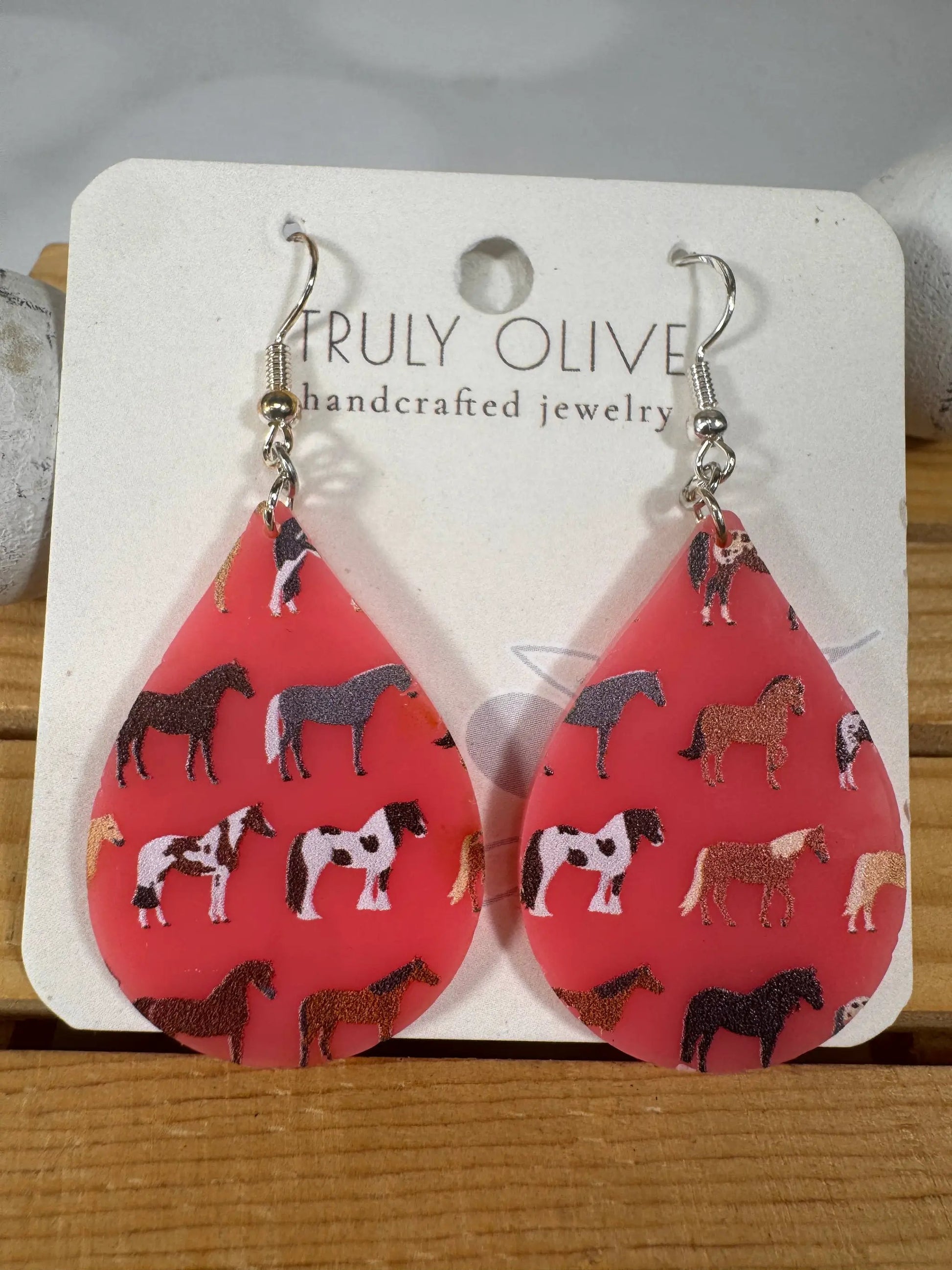 Truly Olive Adorable Acrylic Pink Horse Earrings - Earrings Dangle Earrings