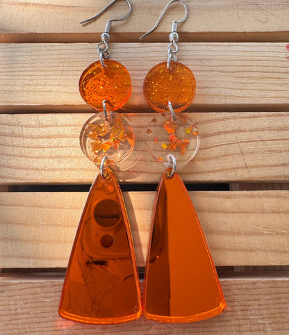 Truly Olive Orange Acrylic Confetti Drop Earrings - Earrings Dangle Earrings