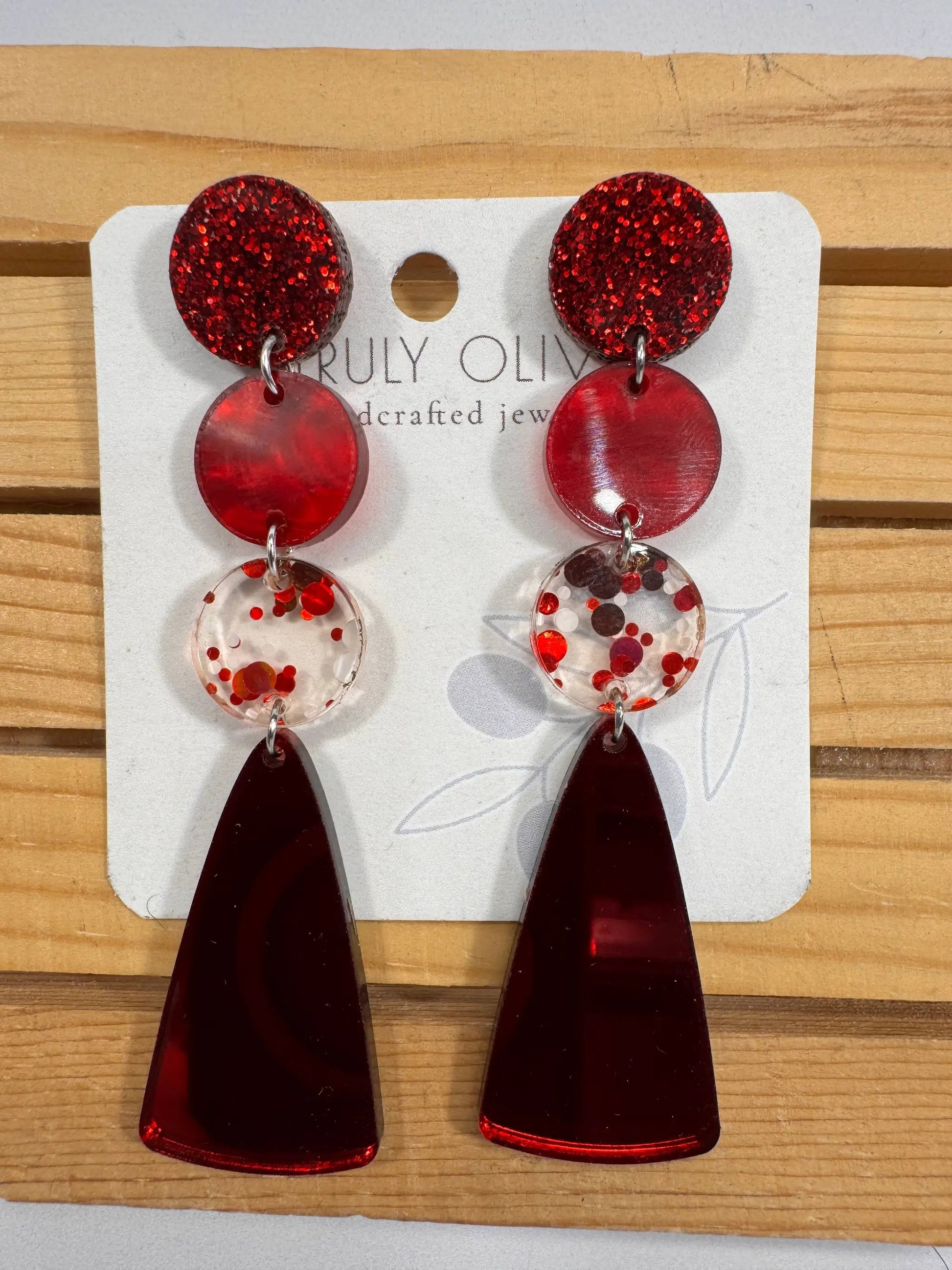 Truly Olive Gorgeous Red Christmas Holiday Dangle Earrings - Earrings Dangle Earrings