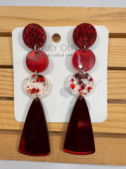 Truly Olive Gorgeous Red Christmas Holiday Dangle Earrings - Earrings Dangle Earrings