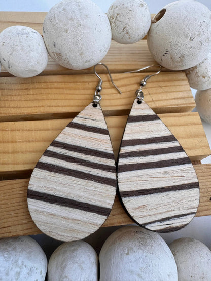 Truly Olive Natural Exotic Brazilian Oak Cafe Collection Wood Earrings - Earrings Hoop Earrings