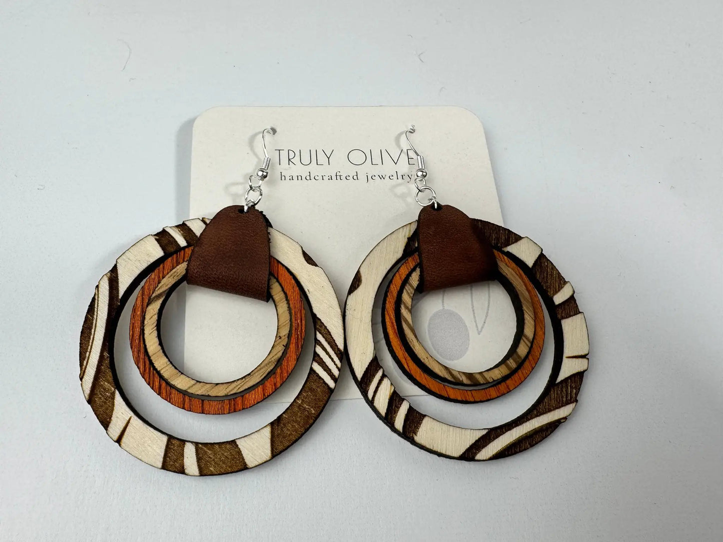 Truly Olive Wooden Hoop Earrings - Earrings Dangle Earrings