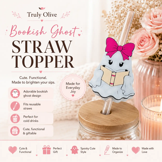 Truly Olive 7 Piece Spooky Cute Bookish Ghost Desk Organizer Bundle - Desktop Organizers Desk Organizers
