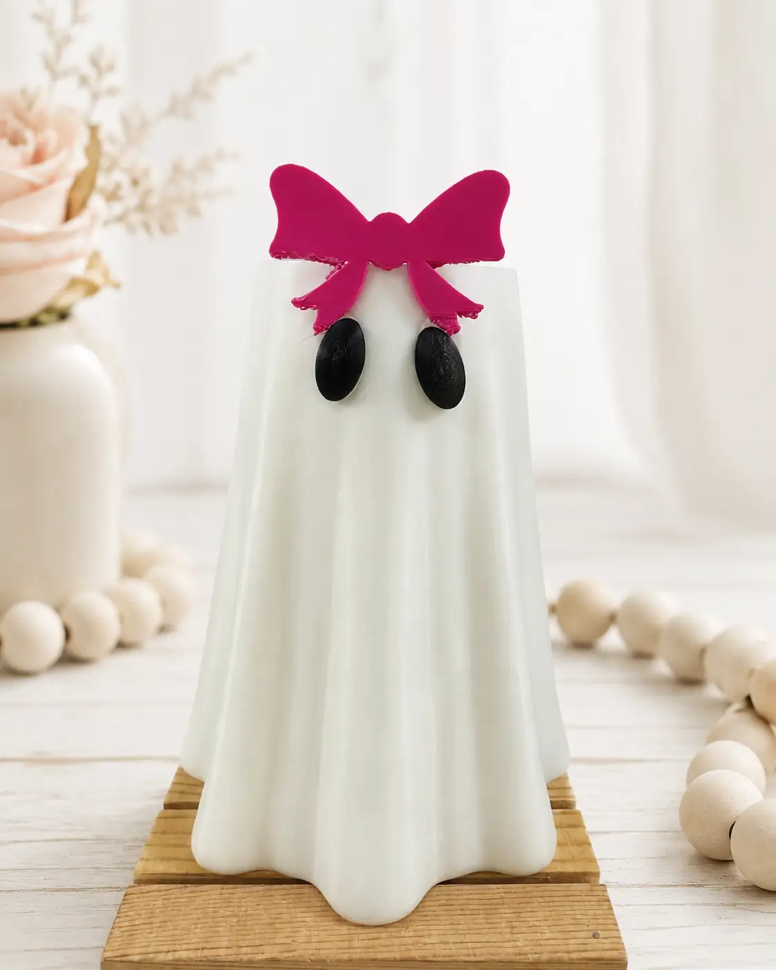 Truly Olive Ghost Can Cooler with Straw Topper, Pink Bow Halloween Can Holder, Spooky Season Drink Holder, Cute Ghost Gift, 3D Printed Decor - Drink Sleeves Can Coolers