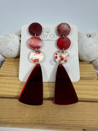 Truly Olive Gorgeous Red Christmas Holiday Dangle Earrings - Earrings Dangle Earrings