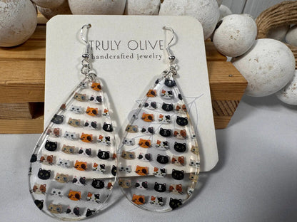 Truly Olive Adorable Acrylic Cat Face Earrings - Earrings Dangle Earrings