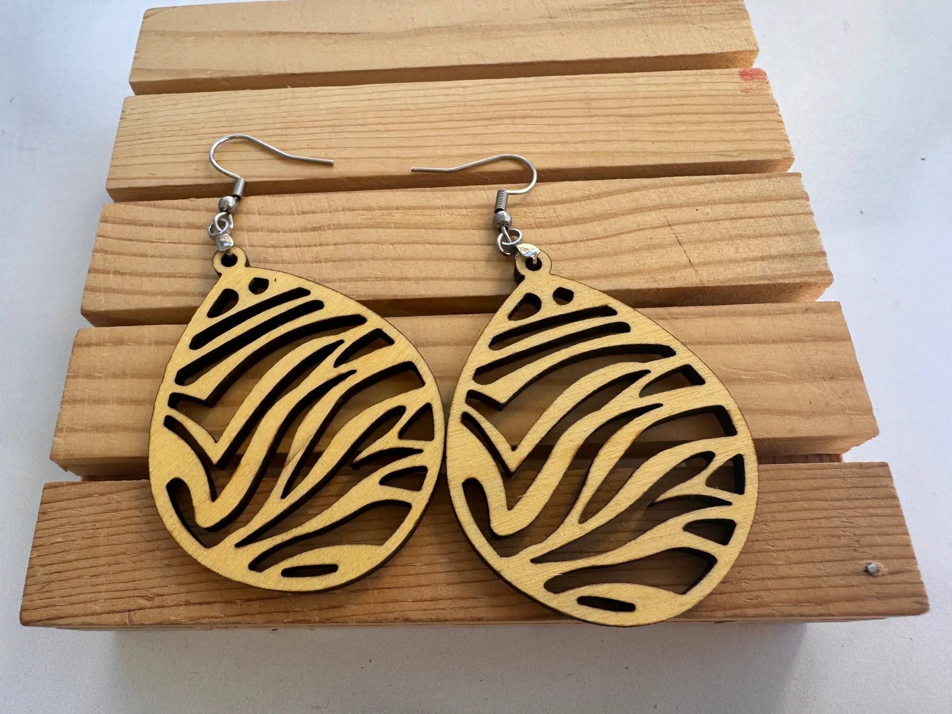Truly Olive Lightweight Wooden Earrings - Earrings Dangle Earrings
