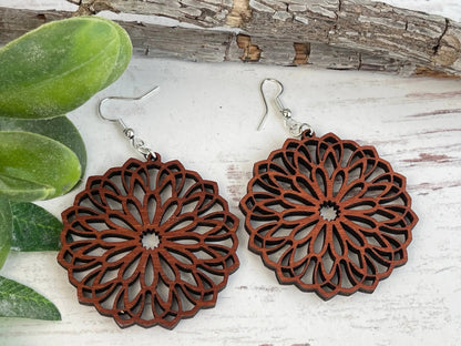 Truly Olive Wooden Oval Lightweight Earrings - Earrings Dangle Earrings