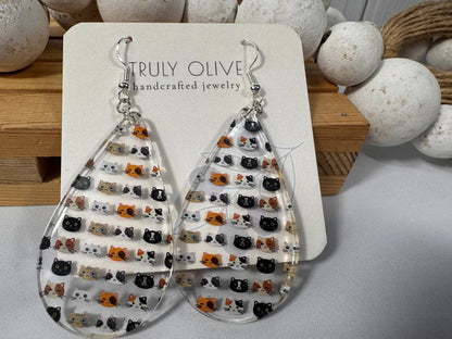 Truly Olive Adorable Acrylic Cat Face Earrings - Earrings Dangle Earrings