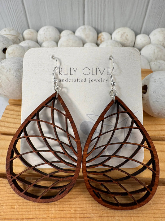 Truly Olive Wood Dangle Earrings - Earrings Dangle Earrings