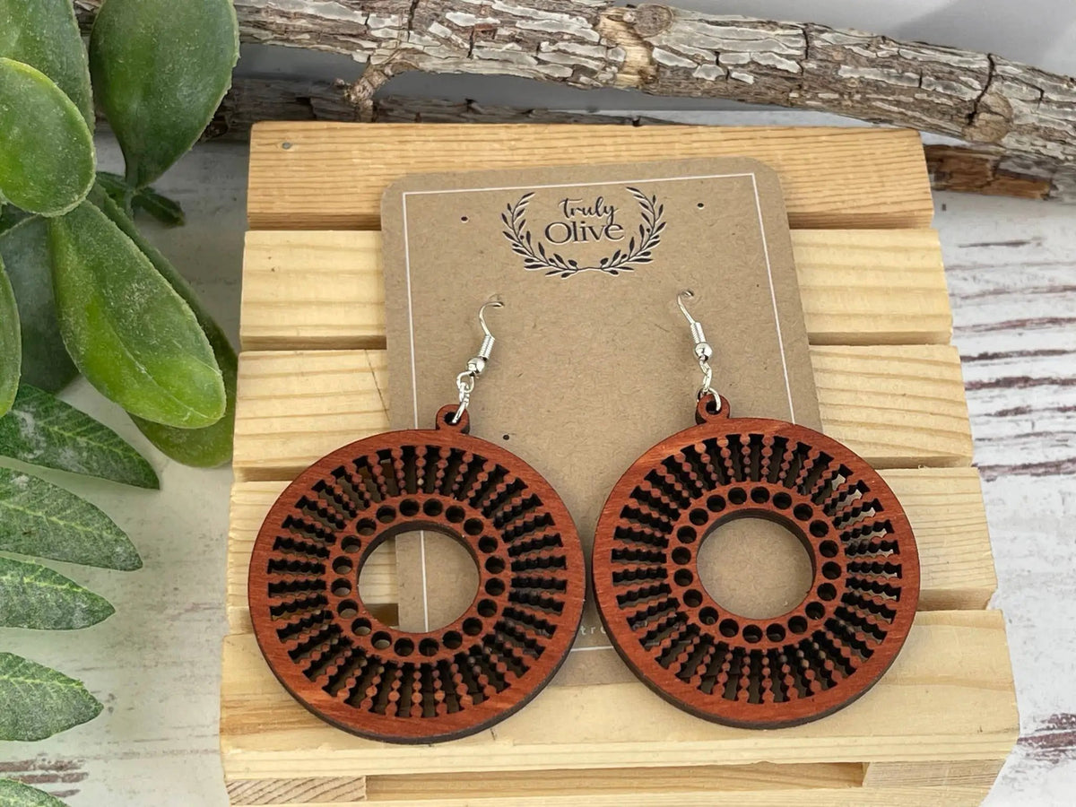 Truly Olive Quality Wood Handcrafted Lightweight Wood Earrings - Earrings Dangle Earrings