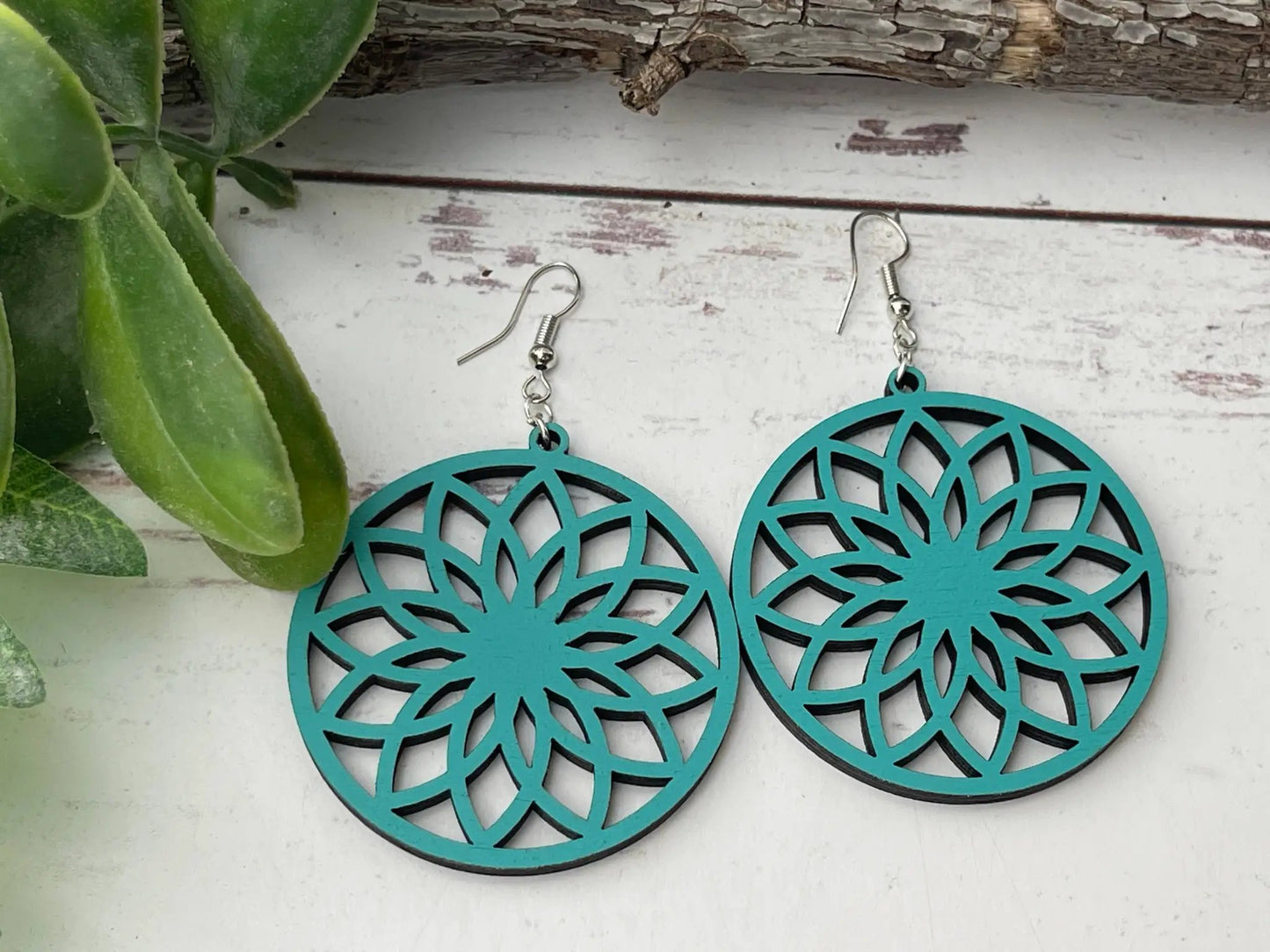 Truly Olive Lightweight Circle Wood Earrings - Earrings Dangle Earrings