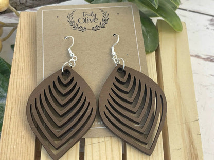 Truly Olive Stylish Pear Shape Lightweight Wood Earrings - Earrings Dangle Earrings