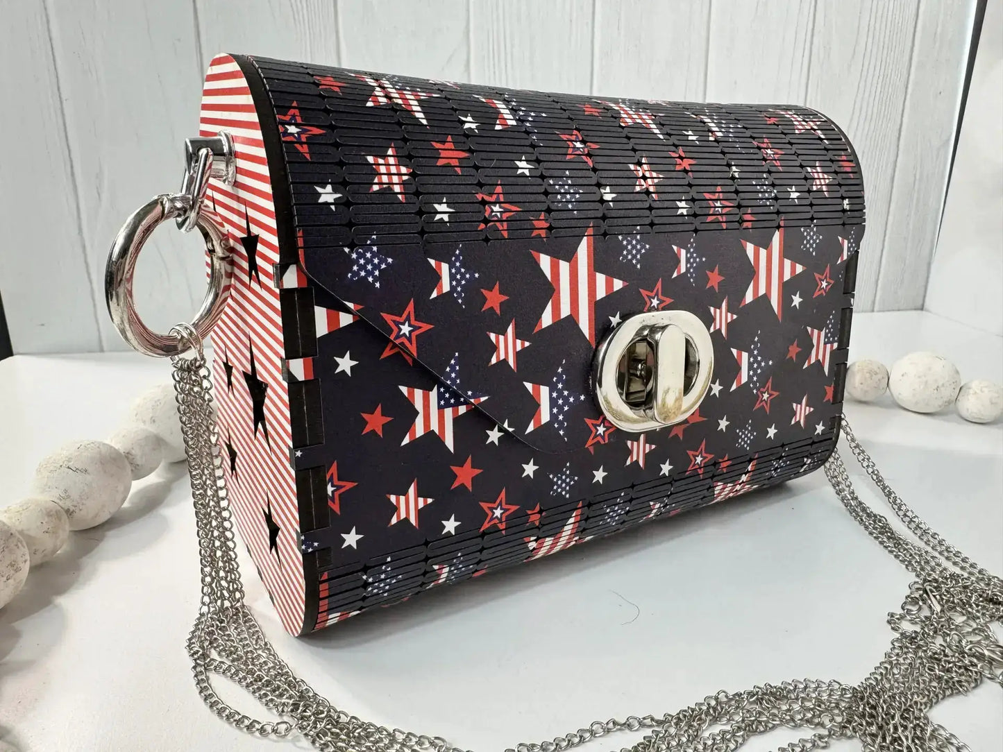 Truly Olive Patriotic-Themed Handbag with Bold Flag-Inspired Pattern For Festivals. - Clutch Bags Clutch Bag - Women's